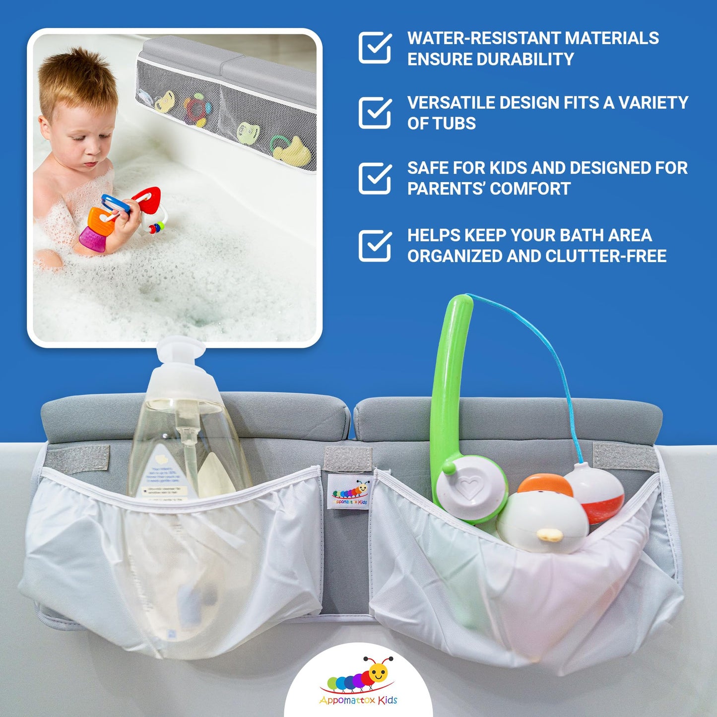 Appomattox Kids Premium Bath Kneeler Baby Bath Kneeler And Elbow Rest Pad Set - Bath Kneeling Pad For Bathing Baby - Elbow Rest