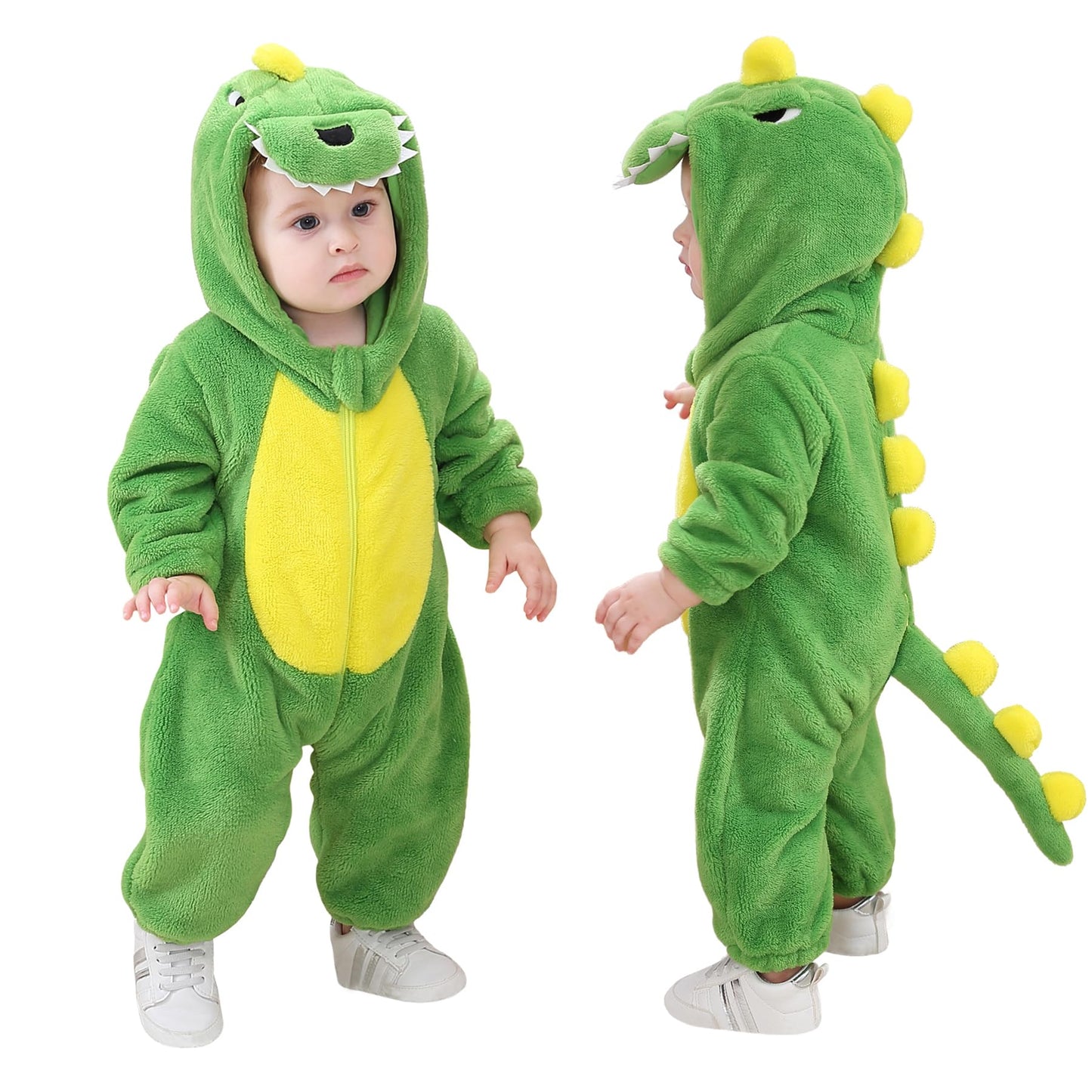 Tonwhar Infant And Toddler Halloween Cosplay Costume Kids' Animal Outfit Snowsuit(1-3 Months,Green Dinosaur)