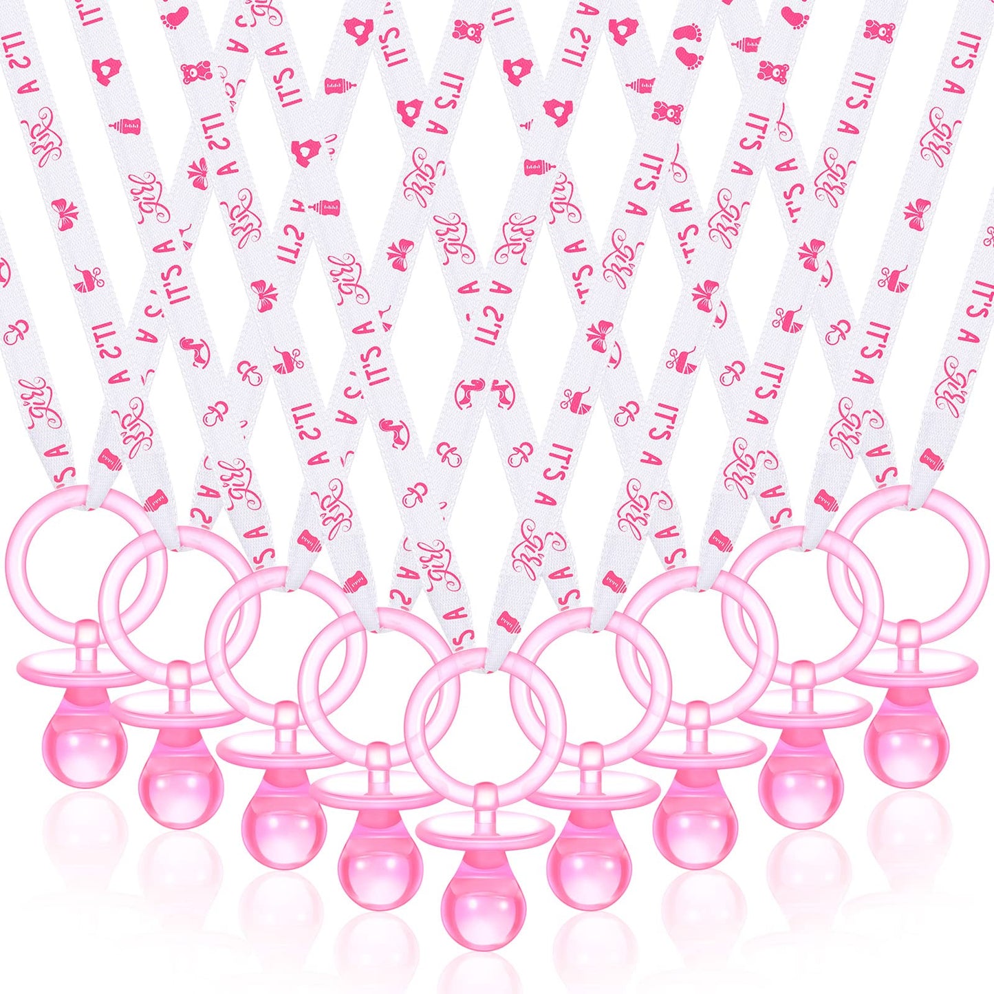 Coume 36 Pcs Baby Shower Pacifiers Necklace Acrylic Baby Pacifiers Party Favors Charm Necklace For Girls Boys Shower Party Decor