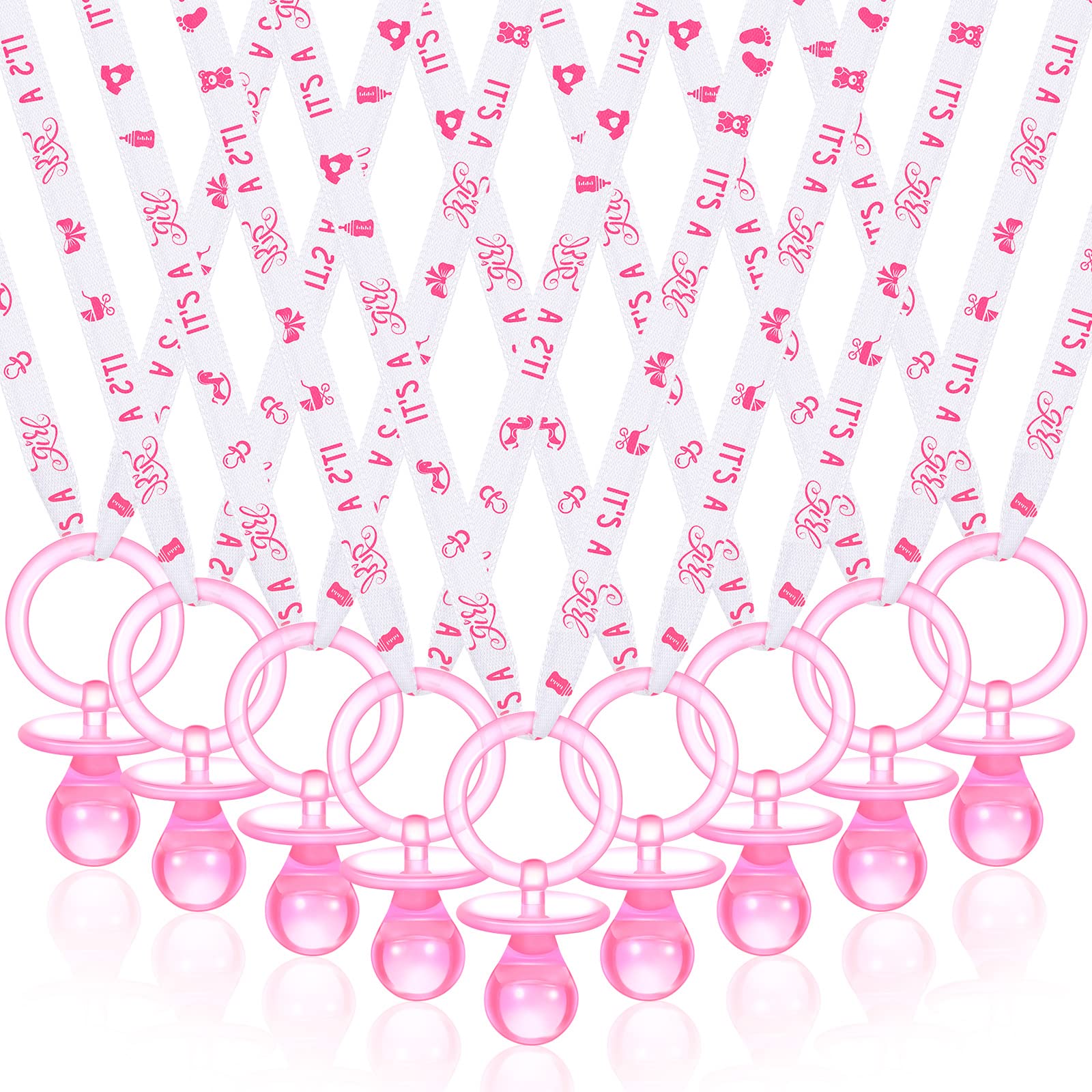 Coume 36 Pcs Baby Shower Pacifiers Necklace Acrylic Baby Pacifiers Party Favors Charm Necklace For Girls Boys Shower Party Decor