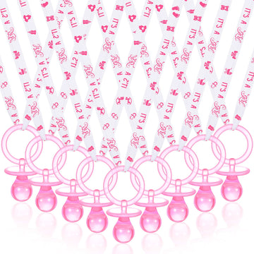 Coume 36 Pcs Baby Shower Pacifiers Necklace Acrylic Baby Pacifiers Party Favors Charm Necklace For Girls Boys Shower Party Decor