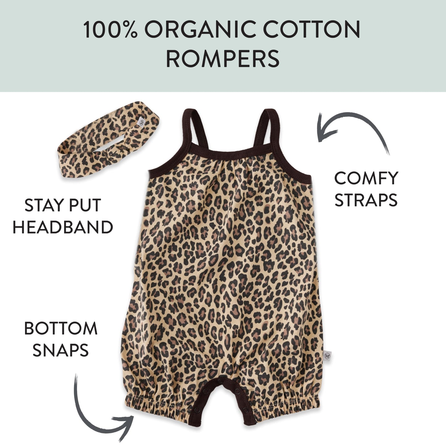 Honestbaby Multipack Short Romper Sets And Dresses 100% Organic Cotton For Infant Baby And Toddler Boys, Girls, Unisex, Cheetah,