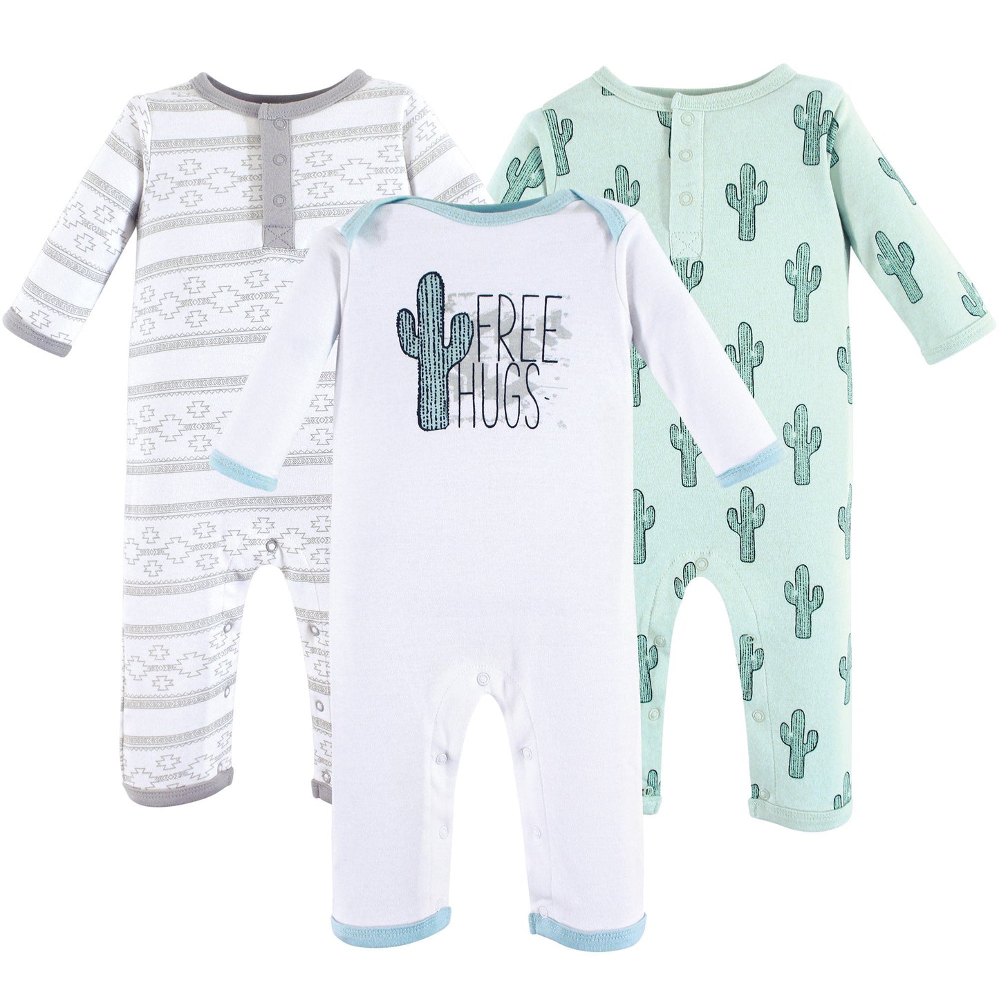 Yoga Sprout Cotton Union Suit, 3 Pack, Free Hugs, 6-9 Months