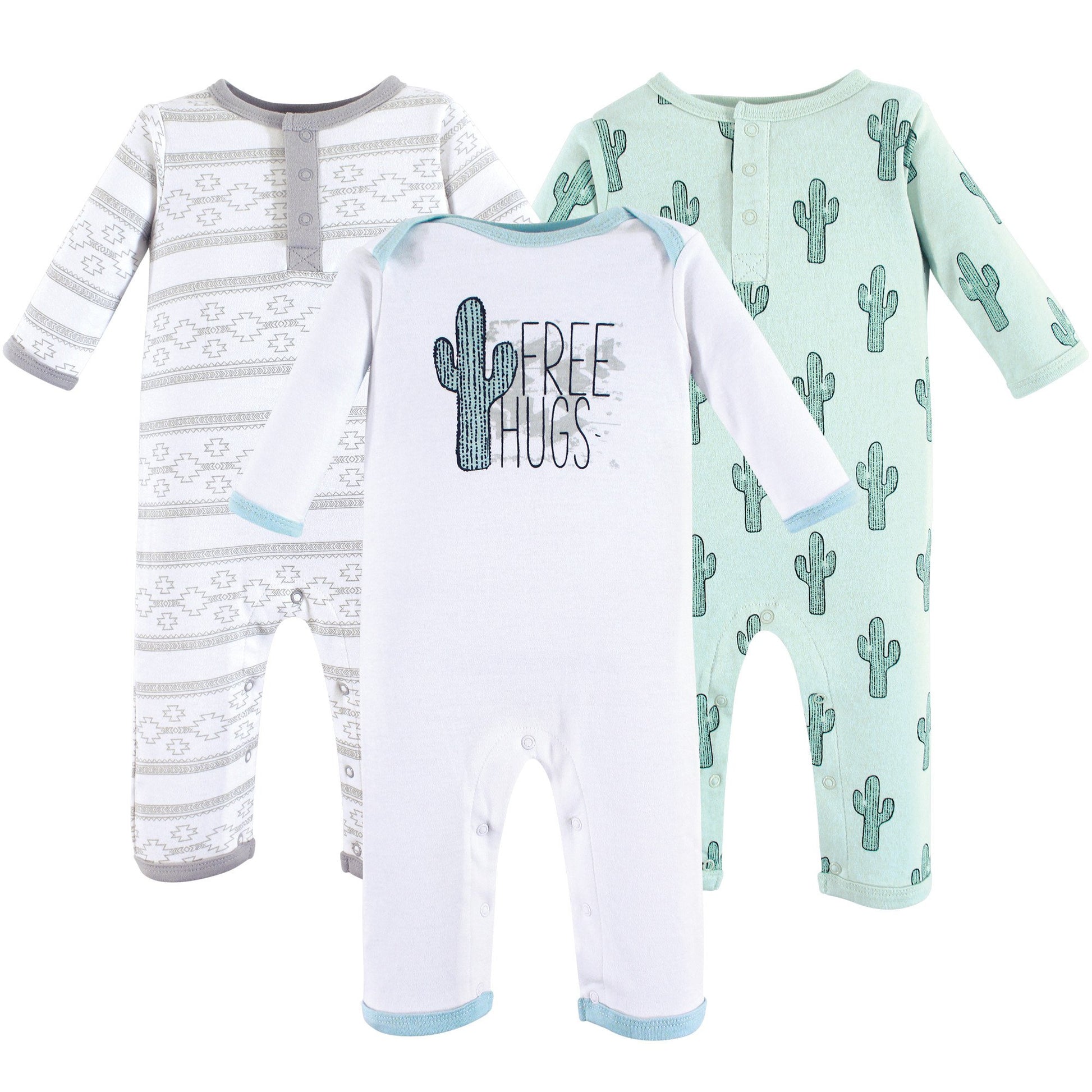 Yoga Sprout Cotton Union Suit, 3 Pack, Free Hugs, 6-9 Months