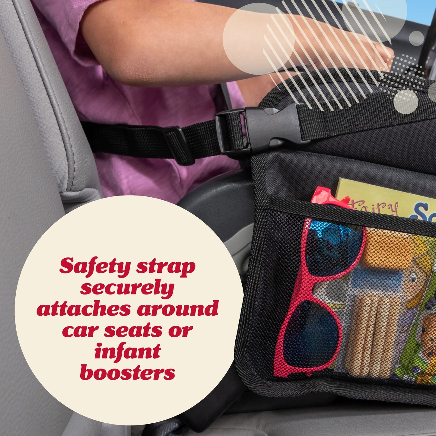 Lusso Gear Car Seat Tray - 1-Pack Black - 600D Oxford Lap Desk Organizer & Tablet Stand with Dry-Erase Surface, Snack & Cup Hold