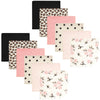 Hudson Baby Unisex Baby Flannel Cotton Washcloths, Neutral Pink Floral 12 Pack, One Size