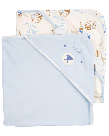 Carters Baby Hooded Towel (2-pk Lt Blue)