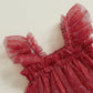 Toddler Baby Girl Dress Valentines Day Heart Bow Sleeveless Layered Tulle Tutu Dresses Princess Holiday Party Dress (D Heart Red