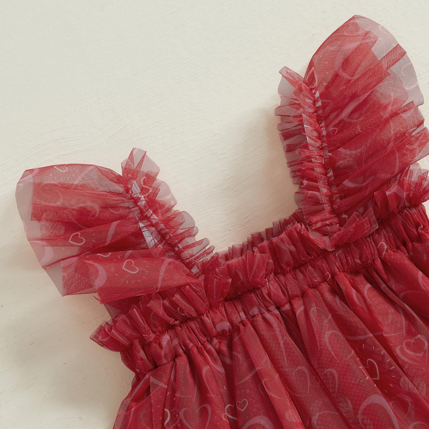 Toddler Baby Girl Dress Valentines Day Heart Bow Sleeveless Layered Tulle Tutu Dresses Princess Holiday Party Dress (D Heart Red