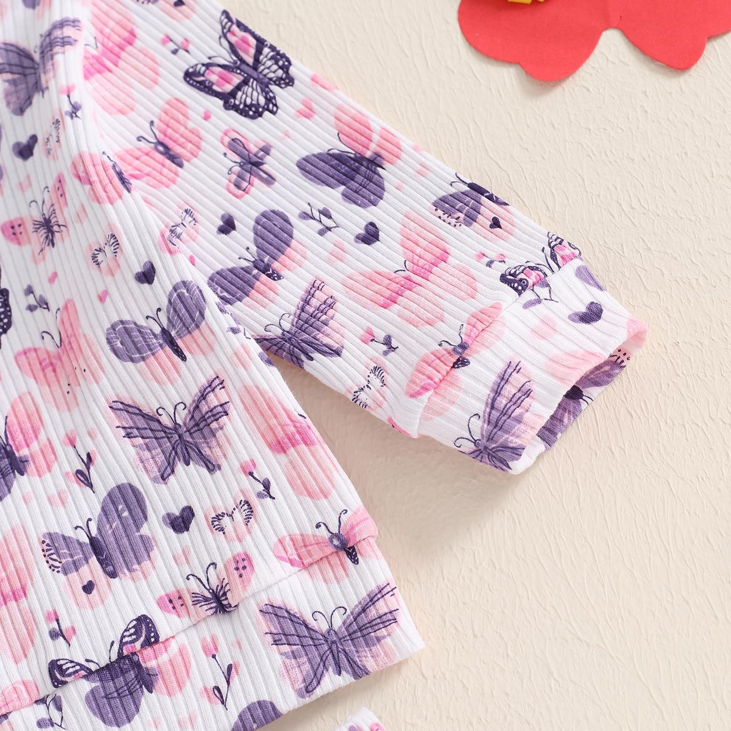 Kupretty Toddler Baby Girl Valentines Day Outfits Heart Waffle Knit Sweatshirts And Pants Set Fall Winter Spring Clothes (Purple