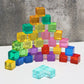Candywood Rainbow Acrylic Gem Cubes Blocks Children Educational Sensory Training Crystal Toys Baby Learn Color Light Shadow Stac