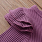 Kulcerry Newborn Infant Baby Girl Clothes Solid Color Ribbed Long Sleeve Romper Pants Headband Outfits Set (Purple,Newborn)