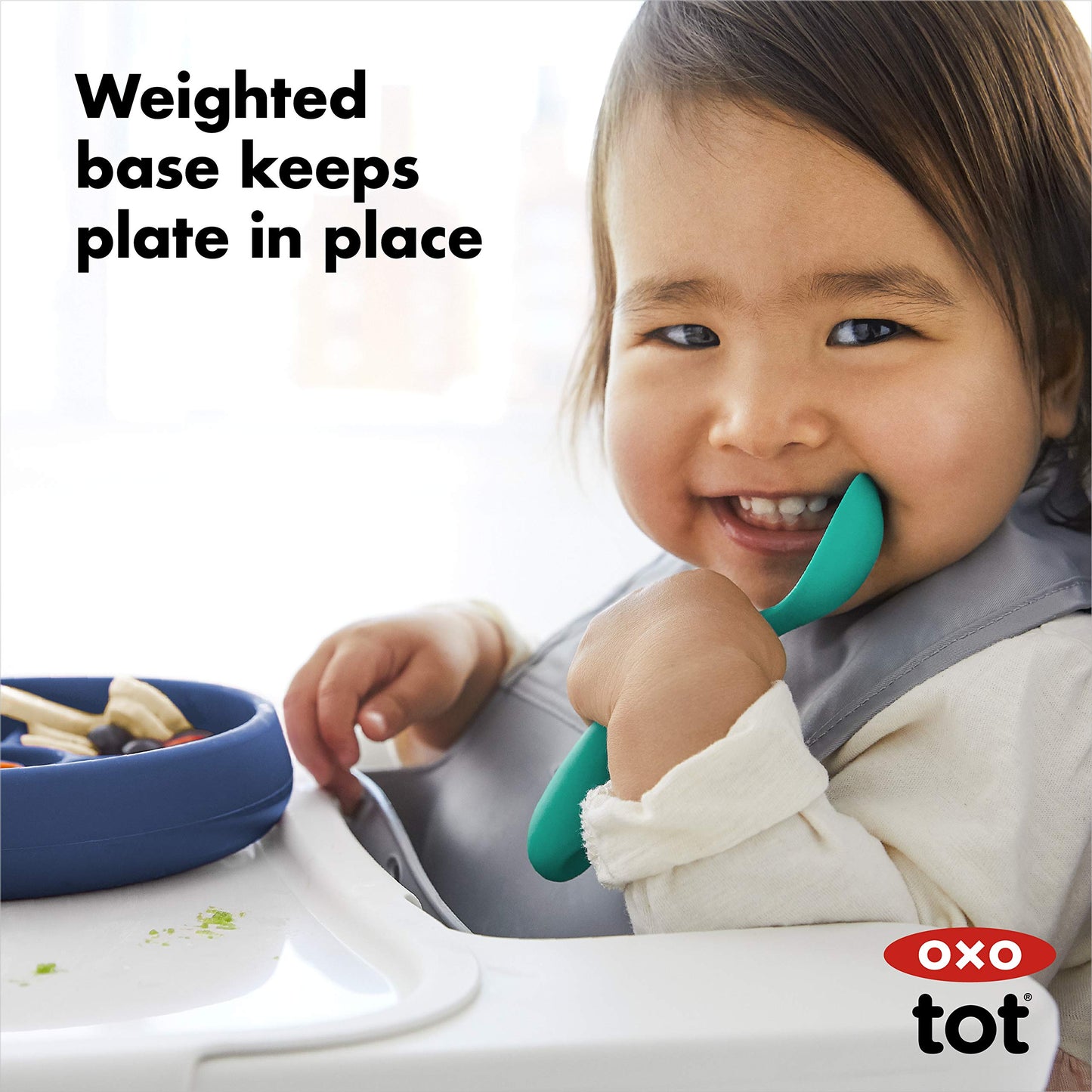 Oxo Tot Silicone Divided Plate Navy , 6.8X1.3 Inch (Pack Of 1)