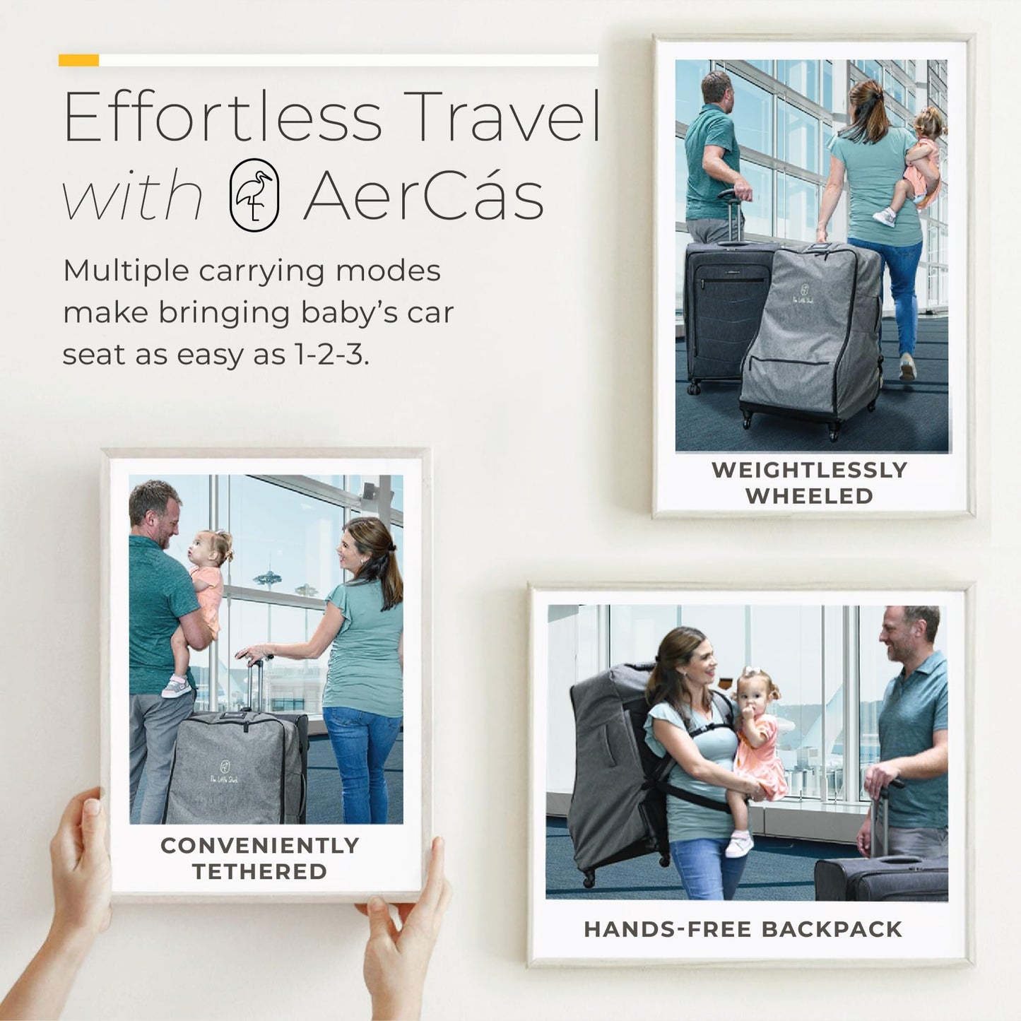 The Little Stork Car Seat Travel Bag With Wheels - 3 In 1 Padded Carseat Carrier Backpack With Extra Storage To Cover All Your T