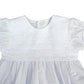 White Cotton Christening Baptism Gown With Lace Border With Bonnet - 24 Month