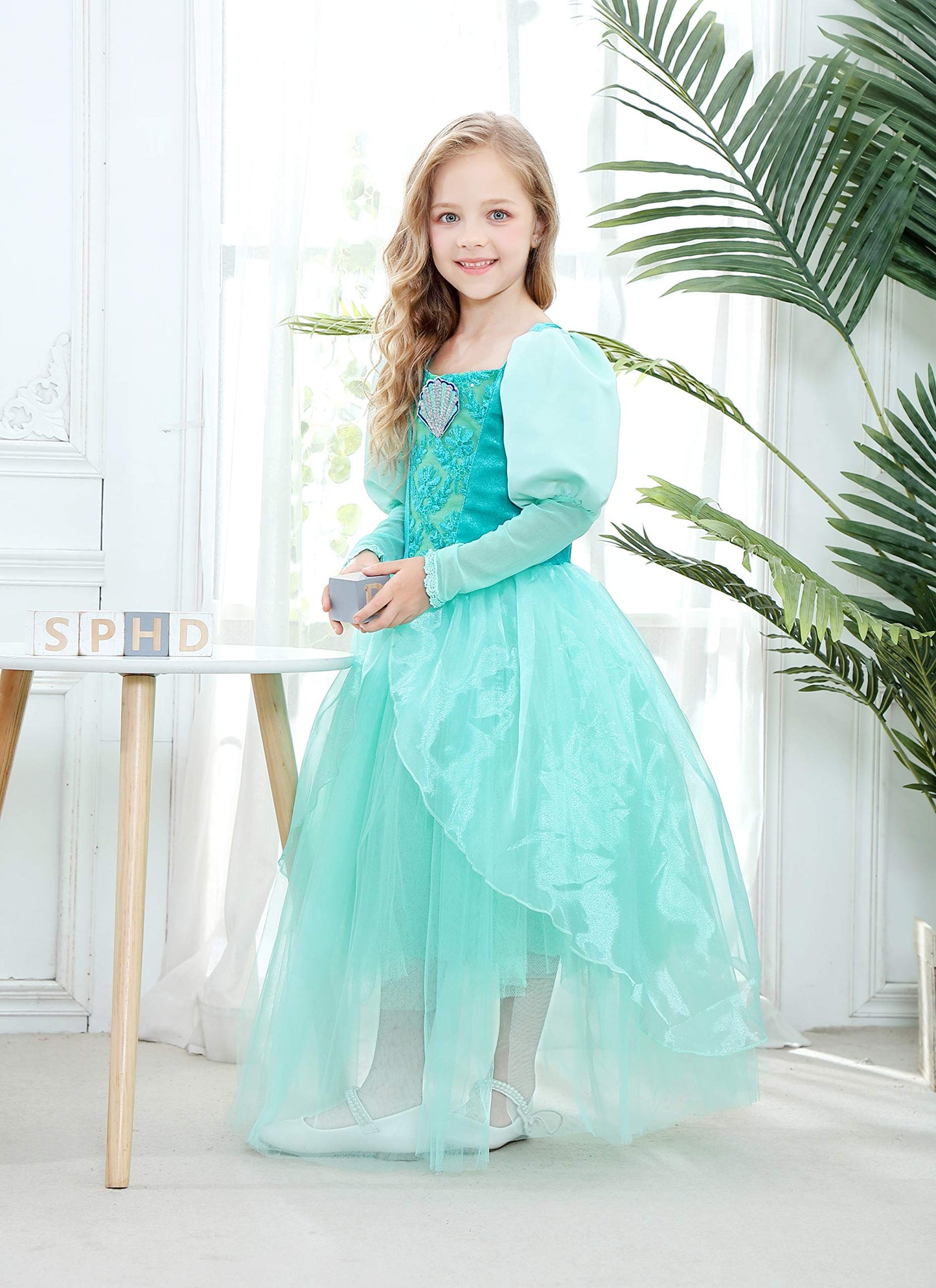 Dressy Daisy Girls Princess Dress Up Costume Mermaid Halloween Xmas Birthday Parties Long Sleeve Size 5-6 Green