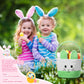 Beeveer 3 Pcs Easter Bunny Basket Bags Egg Hunt Basket Woven Cotton Easter Eggs Bucket Candy Egg Basket Egg Gift Bags Easter Tot