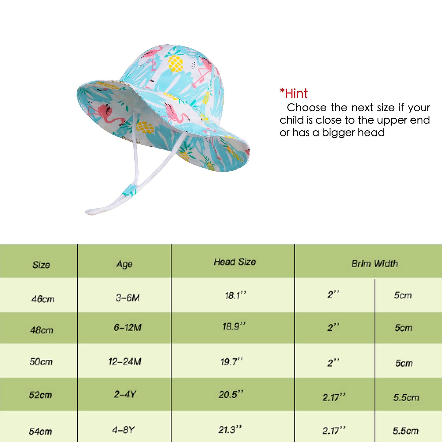 Langzhen Sun Hat For Baby Girls Adjustable Toddler Kids Sun Protection Hat Wide Brim Summer Outdoor Hat With Chin Strap (Flaming