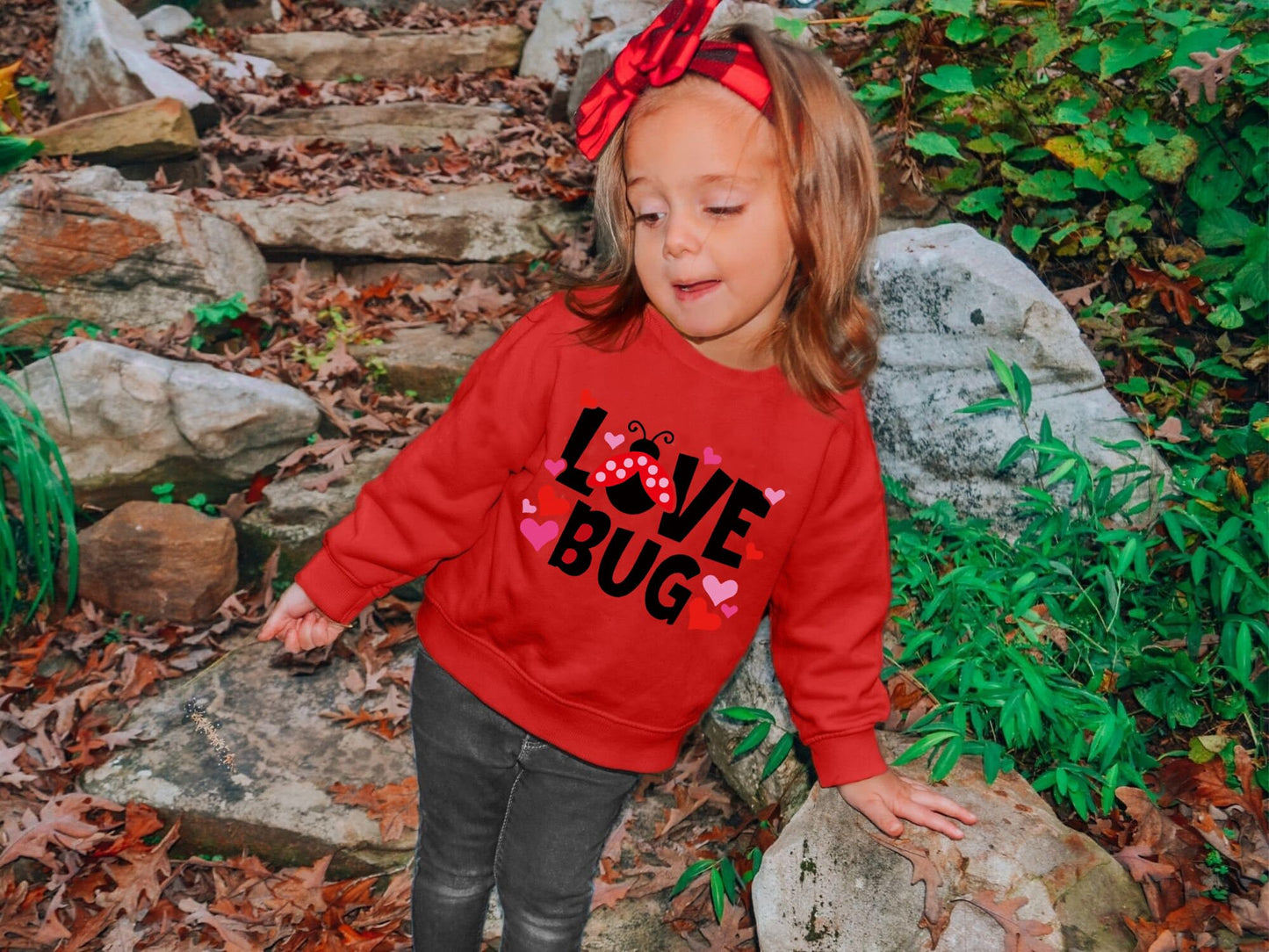 Tkria Toddler Girl Valentine'S Day Outfit Pullovers Heart Letter Print Shirt Kids Love Ladybug Sweatshirt Valentine Baby Clothes