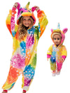 Chetosho Unicorn Hooded Onesie Girls Halloween One Piece Kids Costume (Tie Dye Starry Sky 3-4 Years)