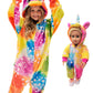 Chetosho Unicorn Hooded Onesie Girls Halloween One Piece Kids Costume (Tie Dye Starry Sky 4-5 Years)
