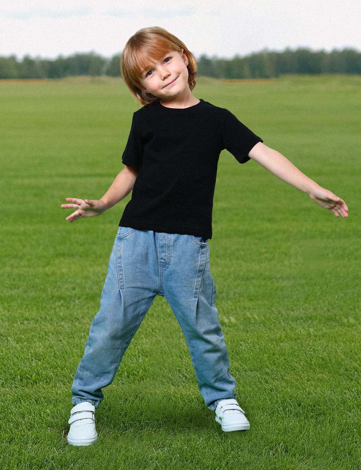 Cosland Kids Plain Tshirts Boys Short Sleeve Shirt, Black, Small