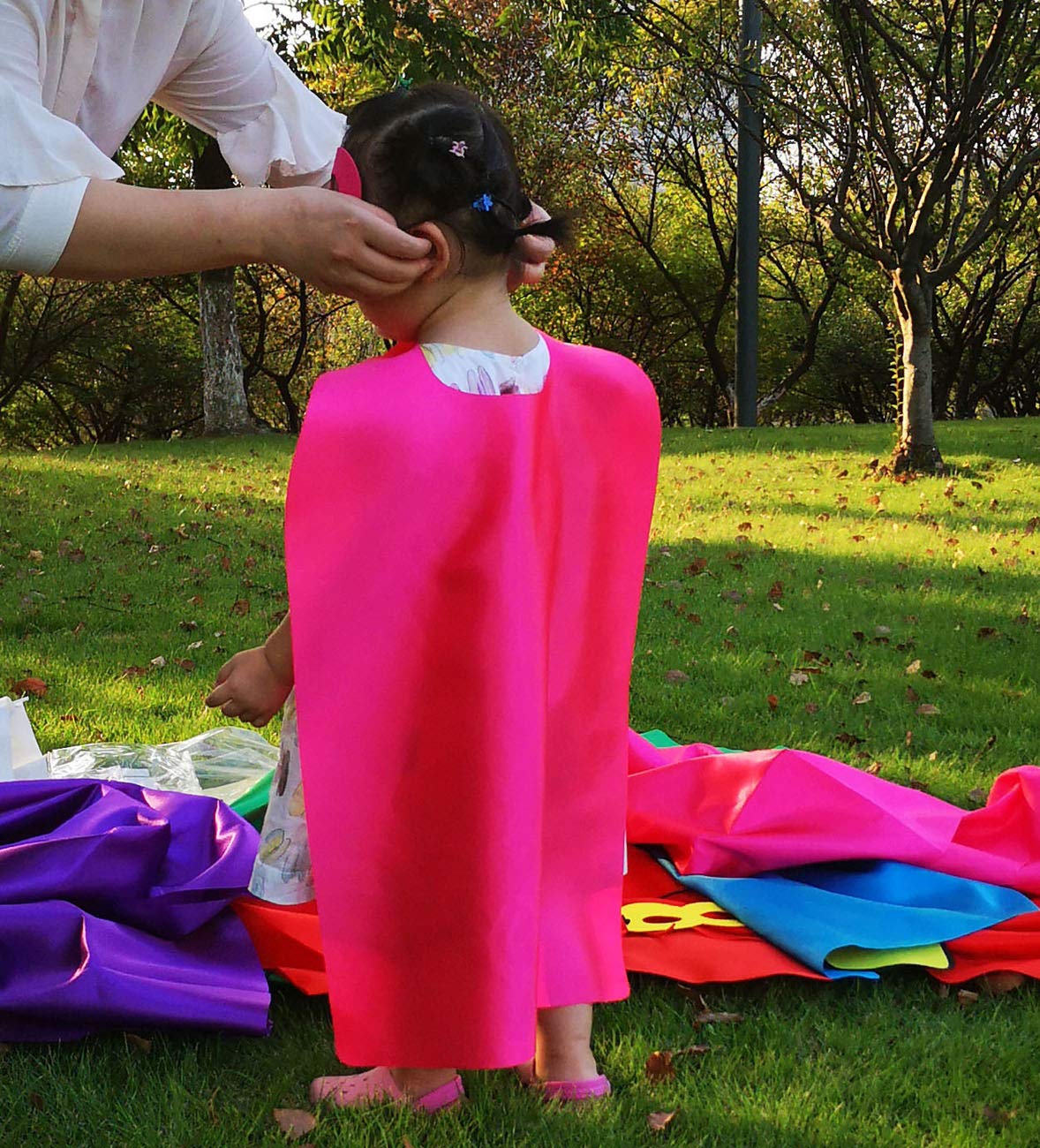 Adjoy Superhero Capes And Masks For Kids Birthday Party 7 Sets - Diy Dress Up Costumes - Bluk Pack (Black)