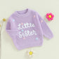 Amnnchya Toddler Infant Baby Girl Knit Sweater Big Sister Little Sister Matching Outfits Long Sleeve Pullover Sweatshirt (Purple