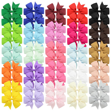 50Pcs Hair Bows For Girls Grosgrain Ribbon Pinwheel Hair Clips Toddler Hair Accessories With Alligator Clip Bow For Baby Grils T