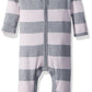 Burt'S Bees Baby Baby Girls Romper Jumpsuit, 100% Organic Cotton One-Piece Coverall Sleepers, Blossom Rugby Stripe, 3-6 Months U