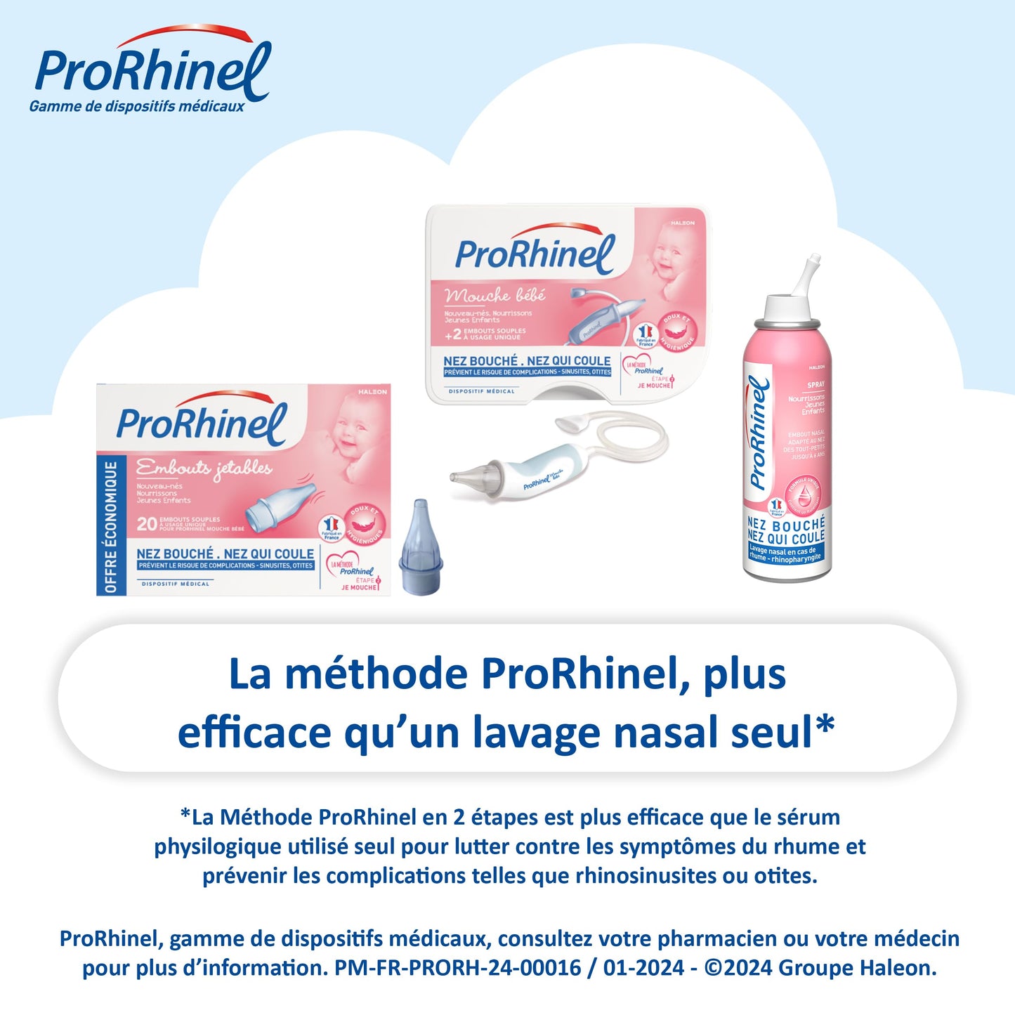Prorhinel Disposable Manual Baby Fly Tips X 10 Soft Tips For Stuffy Nose And Nasal Discharge, Soft Hygienic, Made In France