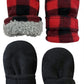 N'Ice Caps Little Kids And Baby Easy-On Sherpa Lined Fleece Mittens - 2 Pair Pack (Black/Red Buffalo Plaid - Infant, 6-18 Months