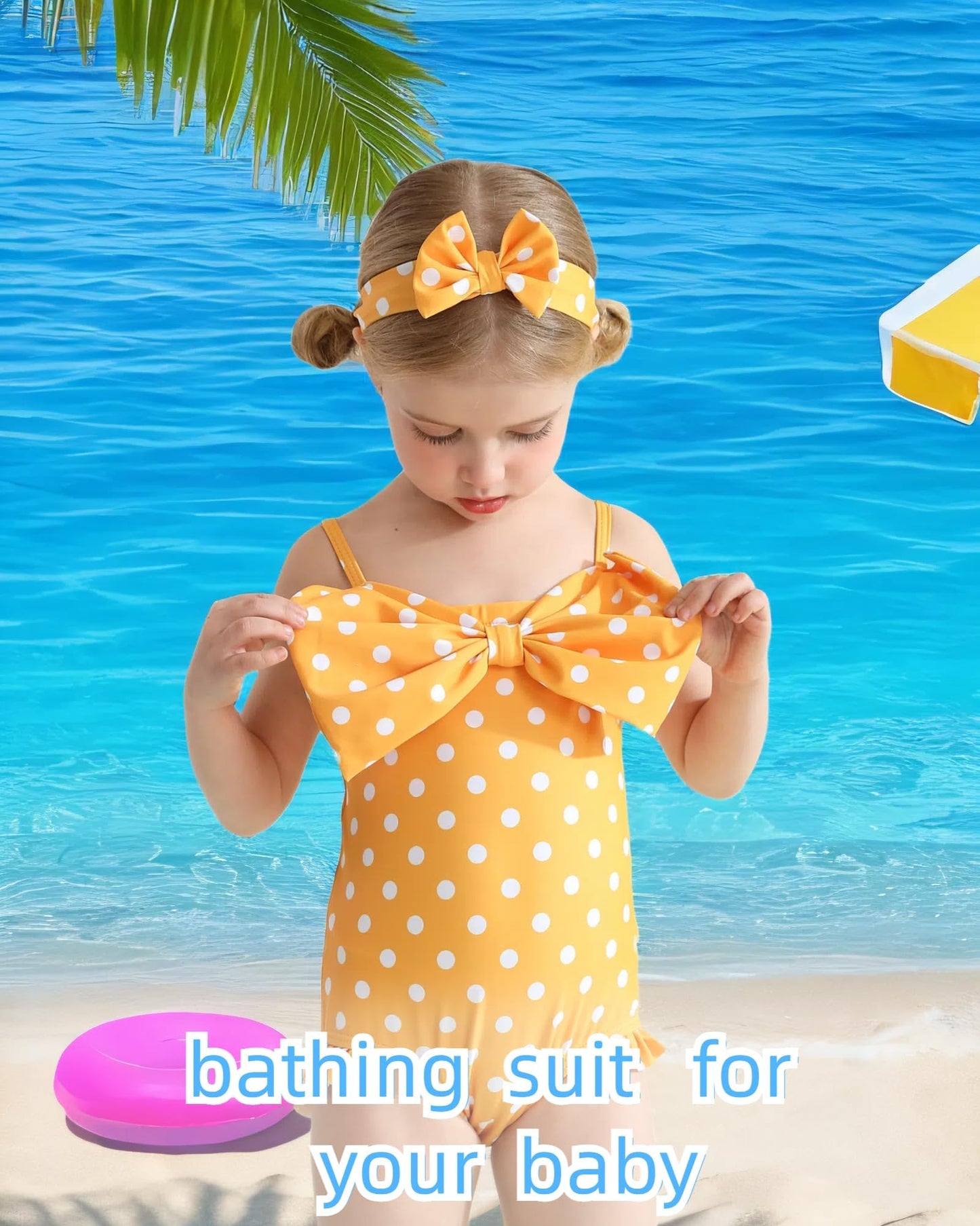 Mioglrie Baby Girl Swimsuit Infant 6-12 Month Bathing Suits Newborn Girls Summer Beach Swimwear Polka Dots Toddler One Piece Swi