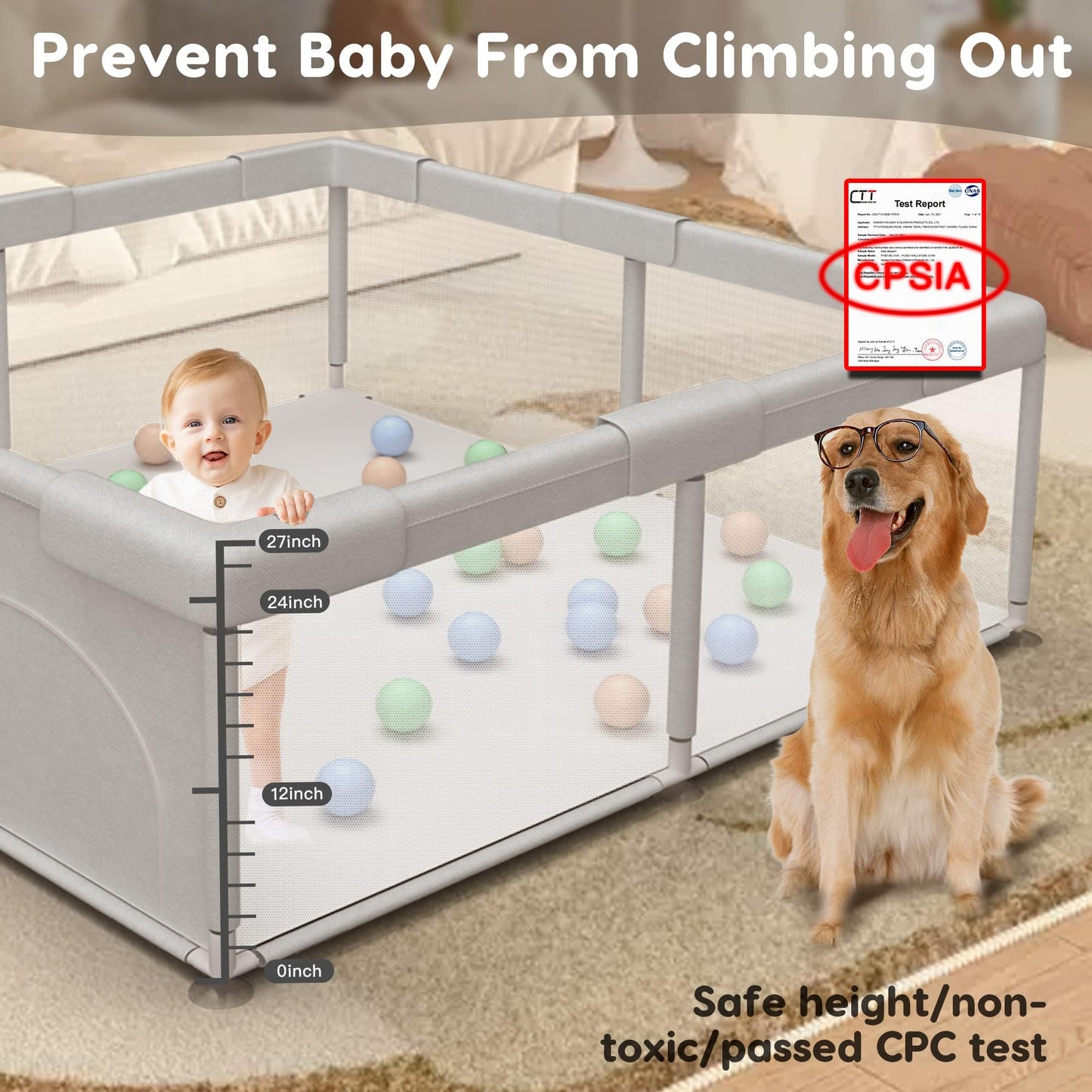 Baby Playpen Play Pens For Babies And Toddlers Baby Fence Baby Play Yards For Indoor & Outdoor With Breathable Mesh Anti-Fall Pl