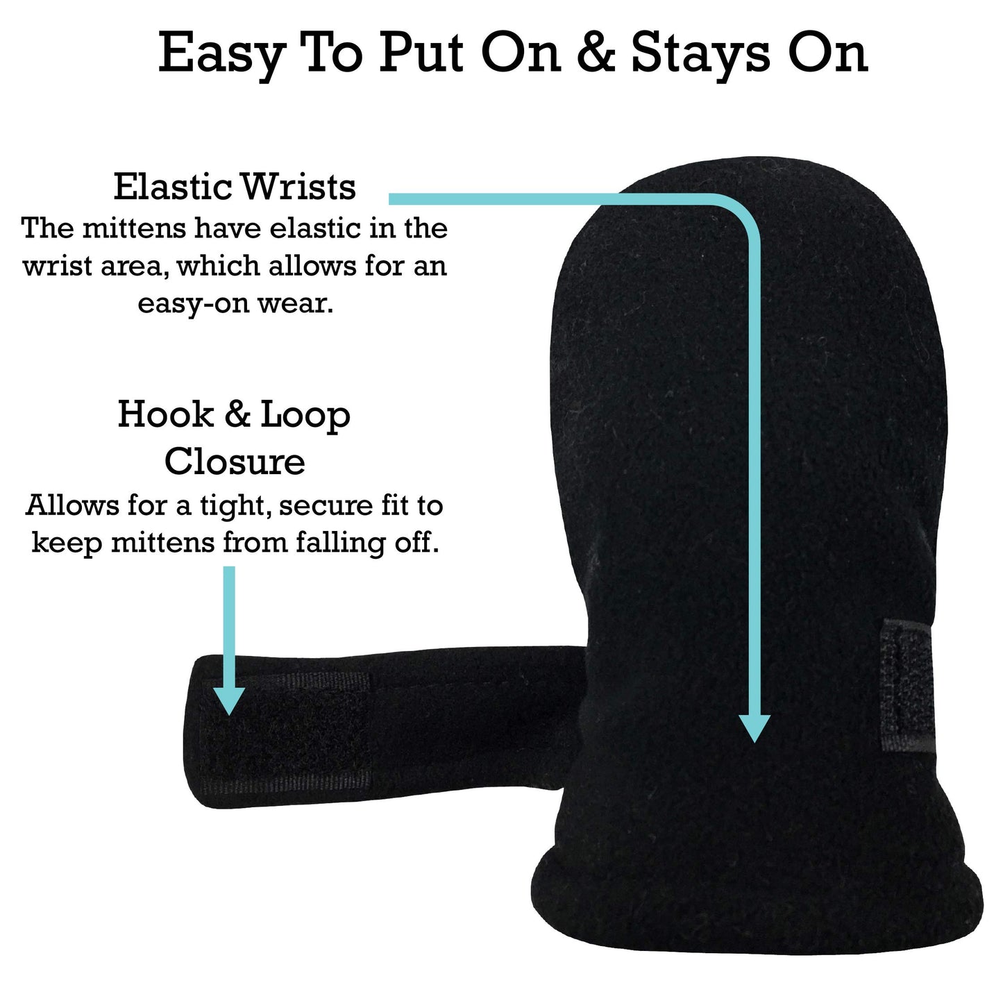 N'Ice Caps Little Kids And Baby Easy-On Sherpa Lined Fleece Mittens - 2 Pair Pack (Black/Charcoal Pack - Infant No Thumbs, 6-18