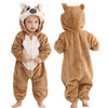Michley Baby Gilrs Boys Romper With Hood Soft Flannel Halloween Animal Onesie Outfit 6-12 Months, Brown, Size 80