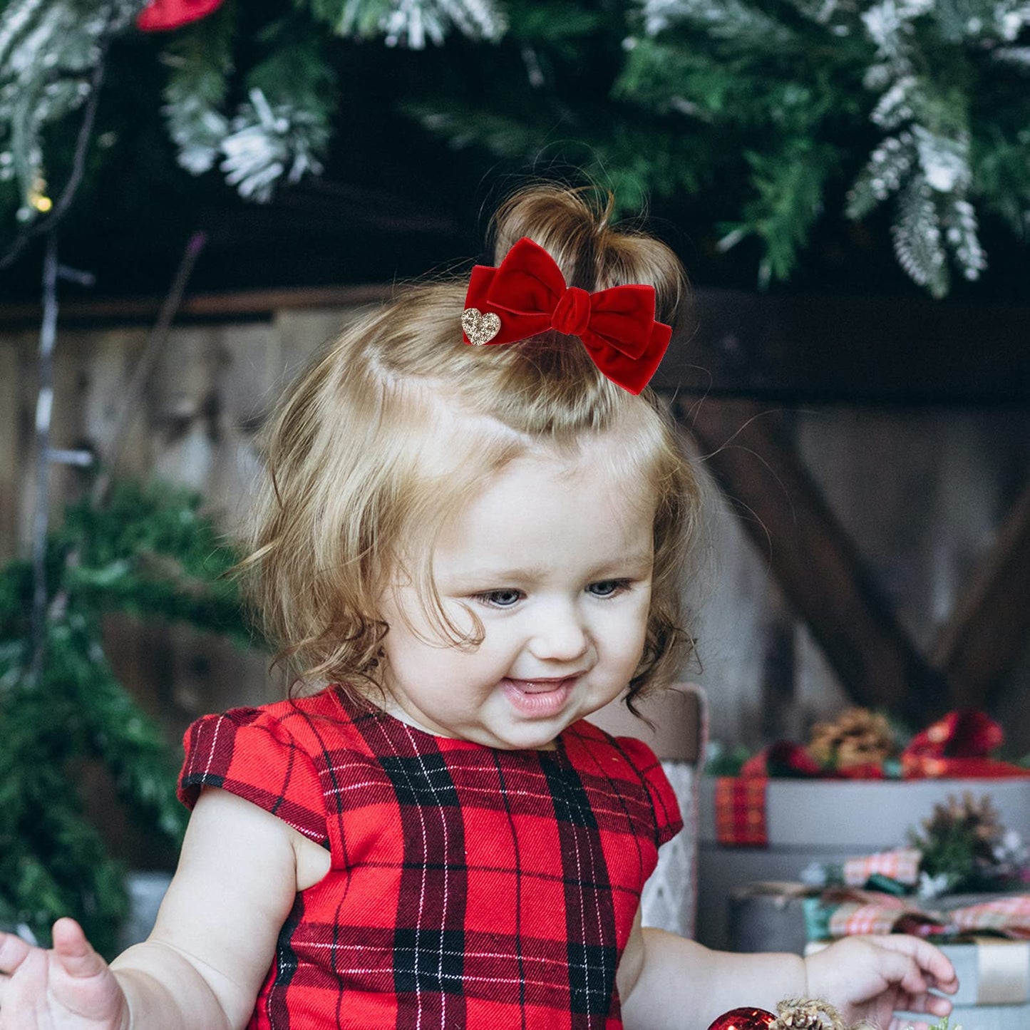 Red Velvet Hair Bows Cute Christmas Valentine School Hair Clips Handmade Hair Accessories For Kids Girls Infants Toddler Headdre
