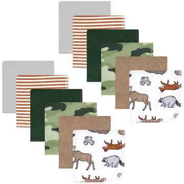 Hudson Baby Unisex Baby Flannel Cotton Washcloths, Animal Adventure 12 Pack, One Size