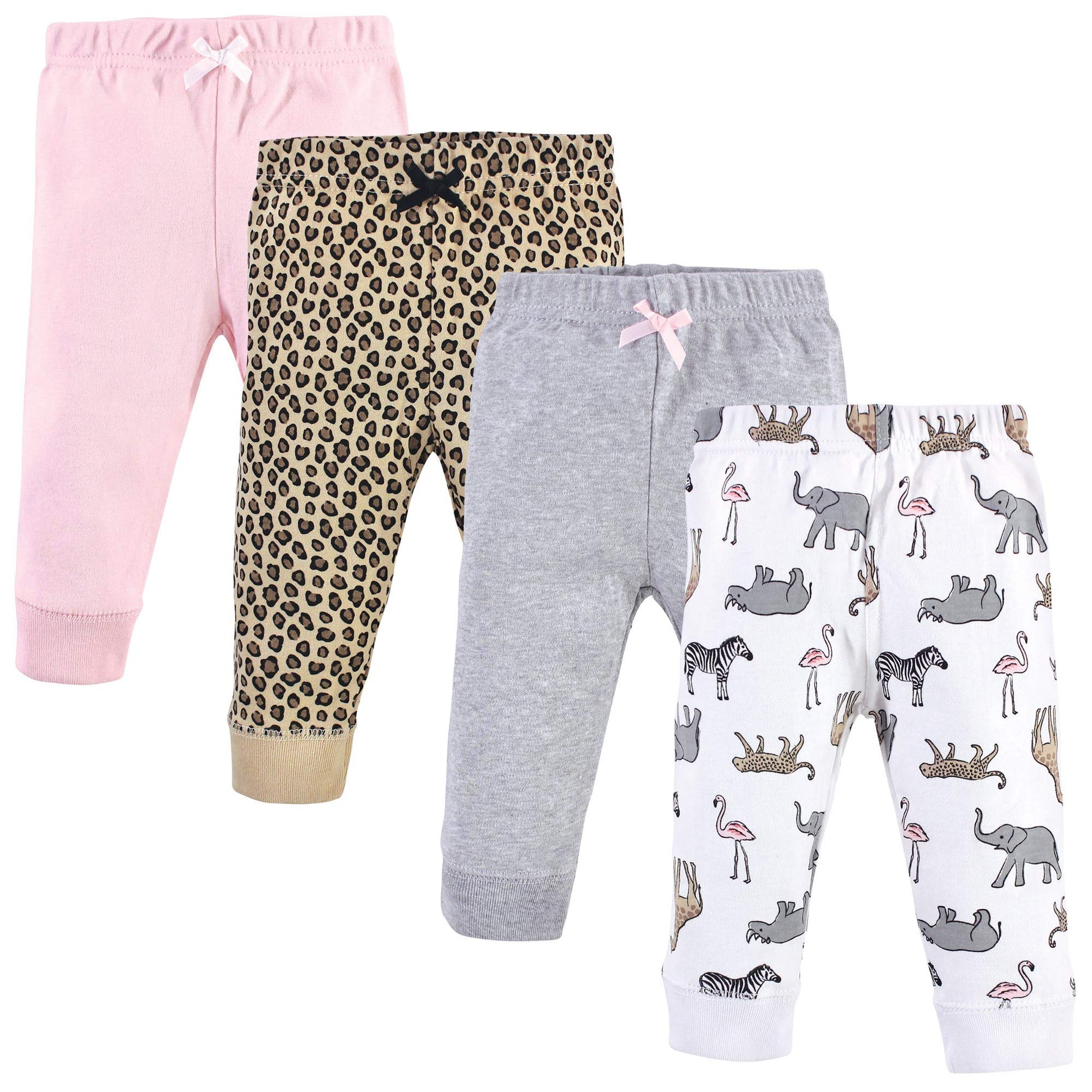Hudson Baby Unisex Baby Cotton Pants and Leggings Modern Pink Safari, 9-12 Months
