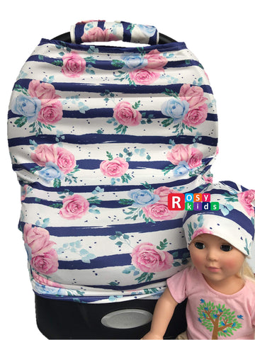 7Pc Baby Boy Baby Girl Whole Set Of Infant Car Seat Cover Canopy Hat Nursing Scarf, 01At02