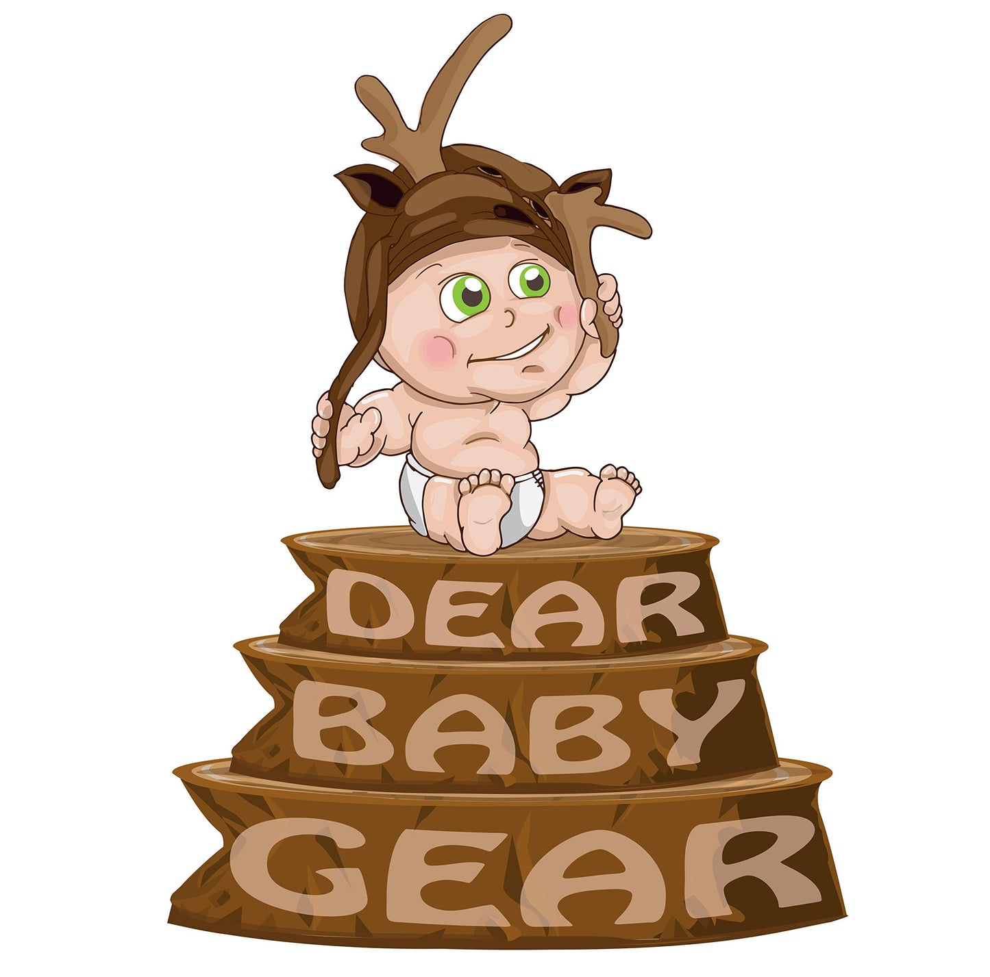 Dear Baby Gear Deluxe Baby Car Seat Canopy Cover, Tribal Woodland Forest Animals, Dot, White