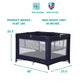Dream On Me Zazzy Portable Playard with Bassinet in Navy, Packable and Easy Setup Baby Playard, Lightweight and Portable Playard