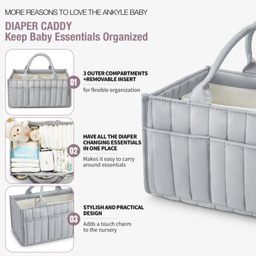 Ankyle Starry Sky Grey Diaper Caddy Organizer With Handles & Removable Dividers,Stylish Baby Diaper Caddy Organizer,Diaper Bag,C