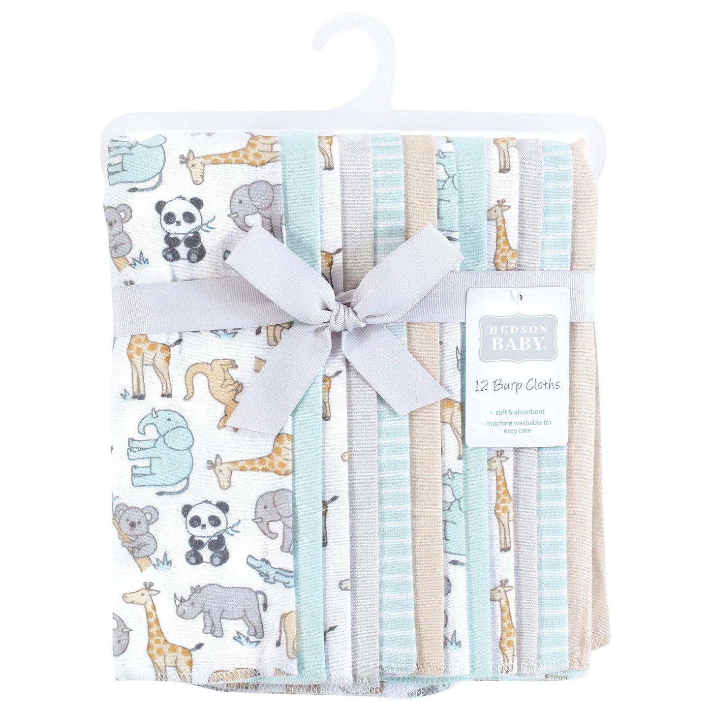 Hudson Baby Unisex Baby Flannel Burp Cloth 12Pk, Kangaroo, One Size
