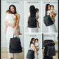 Mia + Sophia Leather Diaper Bag Backpack With Usb Charging Port, Changing Pad, Stroller Straps, And Bottle Holder (Black Mia)