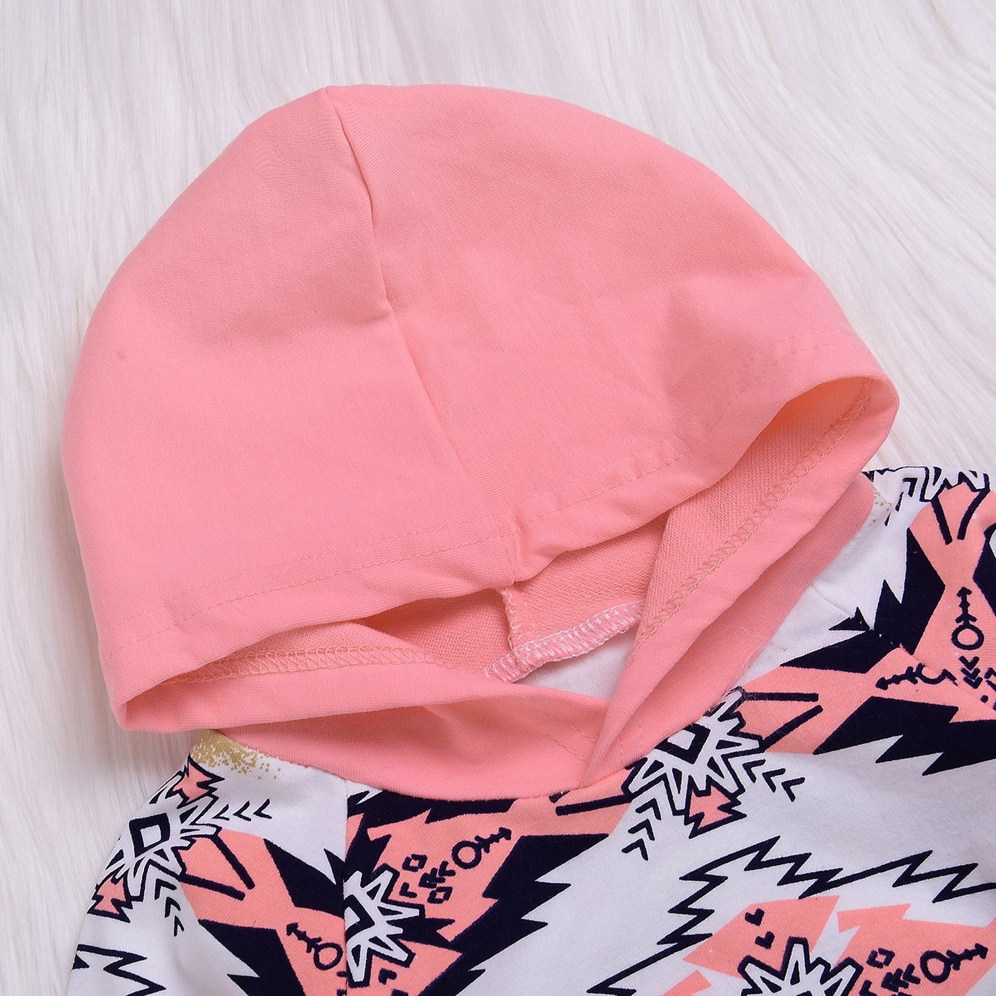 Kashoer 2Pcs Baby Girls Fall Winter Long Sleeve Floral Geometric Print Hoodie + Pants Outfit Set (6-12M, Pink) 2