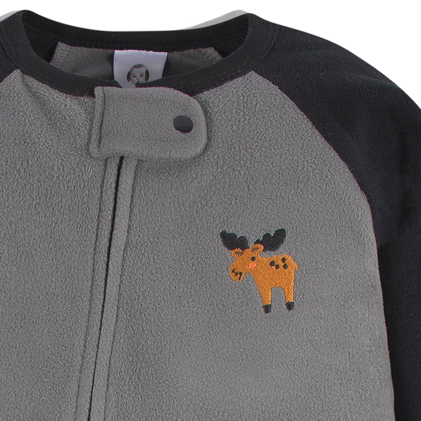 Gerber Baby Boys Toddler Loose Fit Flame Resistant Fleece Footed Pajamas 2-Pack, Grey Moose, 2T