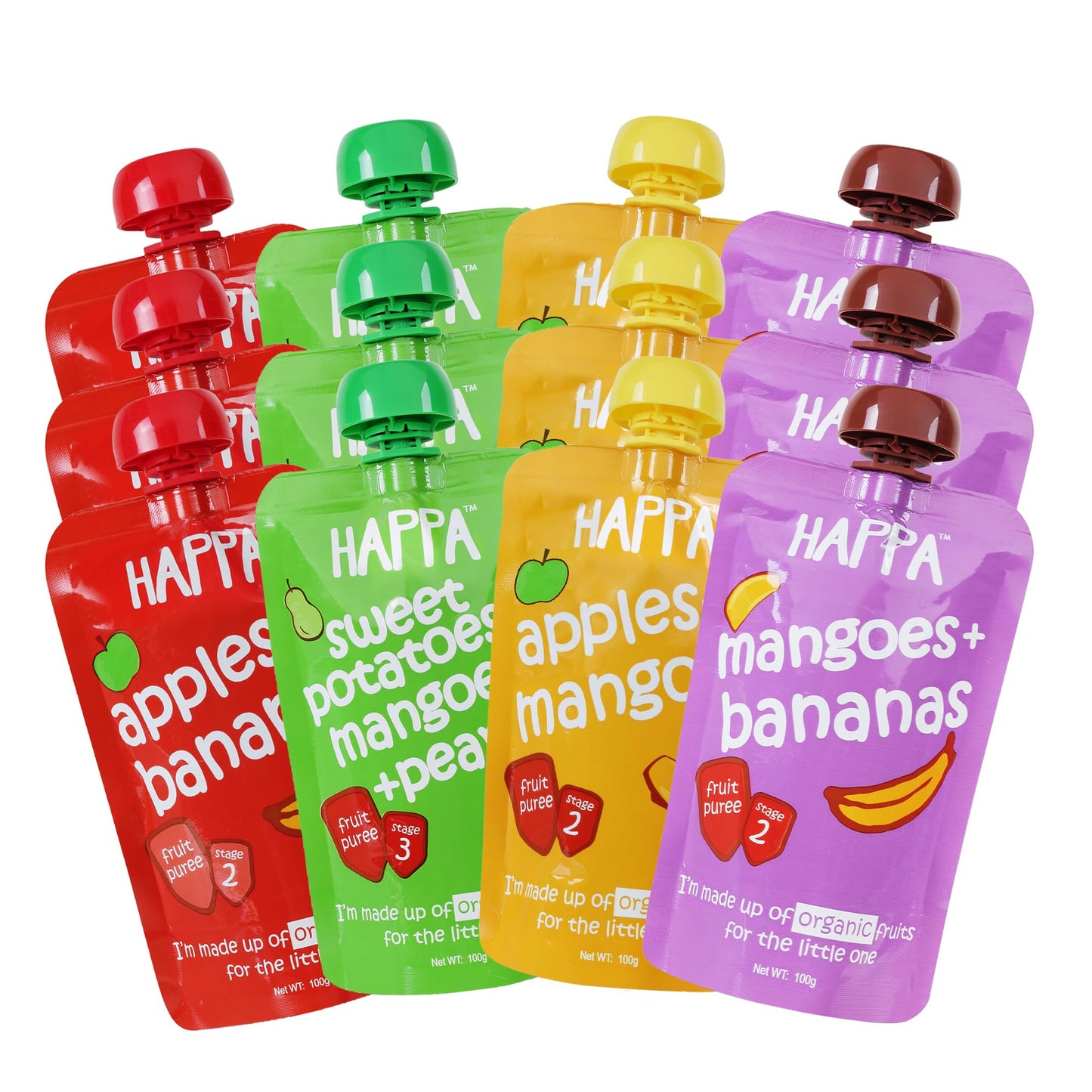 Happa Organic Baby Food Puree Variety Pack  10 x110 g Tub