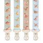 Stadela Baby Fabric Pacifier Clip Holder, Plastic Clip, 4-Pack, Dinosaur Pattern, Dinomite Set