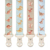 Stadela Baby Fabric Pacifier Clip Holder, Plastic Clip, 4-Pack, Dinosaur Pattern, Dinomite Set